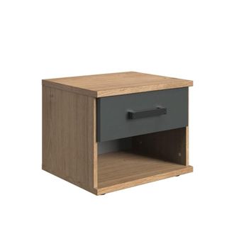 Calicosy Mesilla de noche 1 caj&oacute;n decorada en roble y grafito - L46 cm