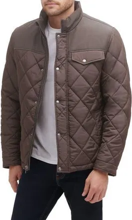 Cole Haan COLE HAAN Mixed Media Faux Shearling Lined Diamond Quilted Jacket in Wren at Nordstrom Rack, Size Xx-Large