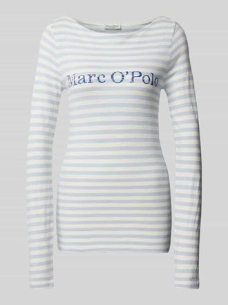 Marc O'Polo Regular Fit Langarmshirt aus gestreiftem Baumwoll-Jersey in Hellblau, Gr&ouml;&szlig;e XS