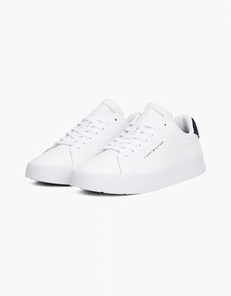 Tommy Hilfiger Mens Tommy Hilfiger Court Leather Detailed Mens Trainer - White/Desert Sky - White Desert Sky - Size: 10.5