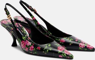 Dolce & Gabbana Lollo 60 floral leather slingback pumps