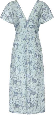 Genny Linen Dress With Orchid Embroidery