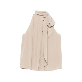 Max Mara Fune Tie-neck Pleated Blouse