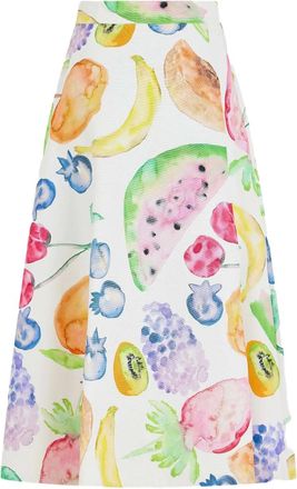 Rosie Assoulin Gonna midi con stampa - Bianco