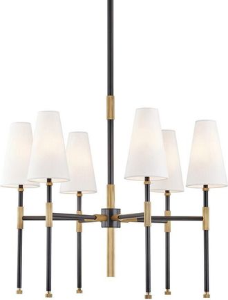 Hudson Valley Lighting Bowery L&aacute;mpara De Ara&ntilde;a 6 Luces Lat&oacute;n Envejecido, Lino