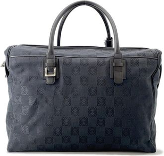 Loewe Black Canvas Leather Boston Bag (Pre-Owned)