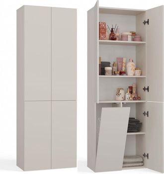OEM Armario De Ba&ntilde;o De Pie Color Cachemir Con Cesta Para La Ropa Sucia - Estanter&iacute;a Con Sistema De Apertura A Presi&oacute;n, 60x30x174 Cm