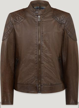 Belstaff Outlaw Jacket Mens Hand Waxed Leather Dark Earth Size UK 40
