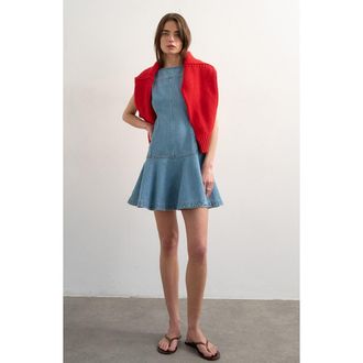Topshop Seamed Denim Minidress in Lblue at Nordstrom, Size 14