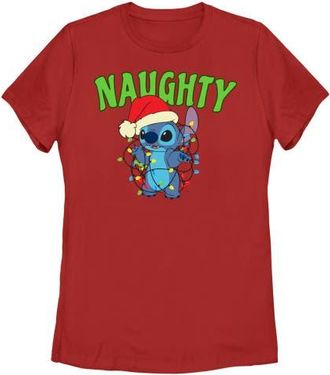 Lilo & Stitch Womens Lilo & Stitch Christmas Naughty Stitch Graphic T-Shirt in Red at Nordstrom, Size Xx-Large
