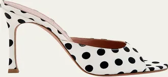 Amina Muaddi 95mm Alexa Polka-Dot Satin Mule Pumps