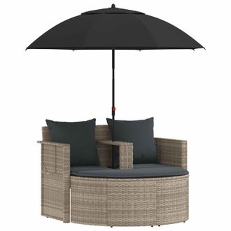 vidaXL Sof&aacute; De Jard&iacute;n 8 Pcs Gris Claro Y Gris Oscuro Rat&aacute;n Sint&eacute;tico Vidaxl