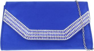 Girly HandBags Womens Diamante Frame Clutch Bag - Royal Blue