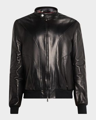 Brunello Cucinelli Mens Polished Nappa Leather Pilot Jacket