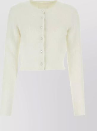 Maison Margiela cropped sleeve knit cardigan with pearl buttons