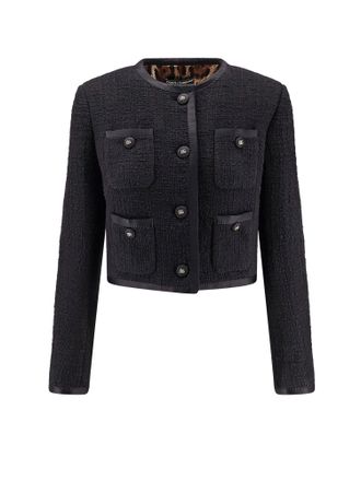 Dolce & Gabbana Cotton And Viscose Blazer With Animalier Print Lining-Donna