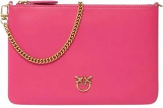 Pinko Flat Classic - Dames - Clutches - Roze - ONE Size - Leer - Tassen