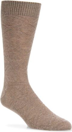 Canali Diamond Jacquard Wool Blend Dress Socks in Brown at Nordstrom, Size Large