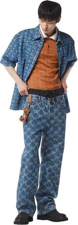 MCM Monogram Shirt in Denim Jacquard in Blue at Nordstrom, Size 46 Eu