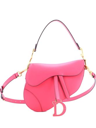 Dior Saddle Handbag with Strap Leather Medium shoulder bag - women - Calf Leather - One Size - Pink