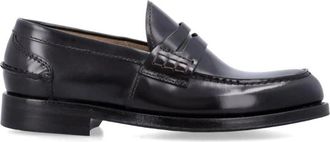 Green George Gepolijste Leren Penny Loafers - Heren - Loafers - Zwart - 42 EU - Leer - Schoenen