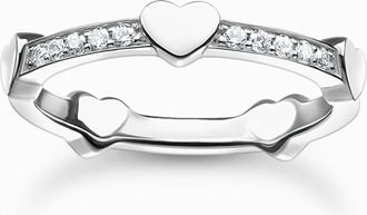 Thomas Sabo Ring Dames Zilver Harten Cubic Zirkonia Tr 2391-051-14-56 - Dames - Ringen - Grijs - ONE Size - Accessoires