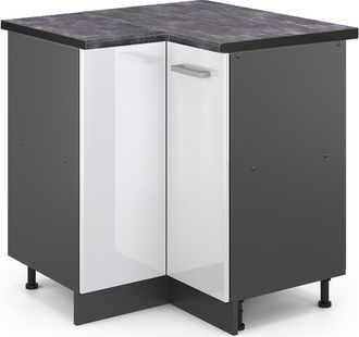 Vicco Armario De Esquina R-line, Blanco Alto Brillo, 75.6 Cm, Et Antracita