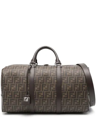 Fendi medium FF duffle bag - men - Calf Leather/Cotton/Polyester/Polyurethane/Cotton/Polyester/Acrylic - One Size - Brown