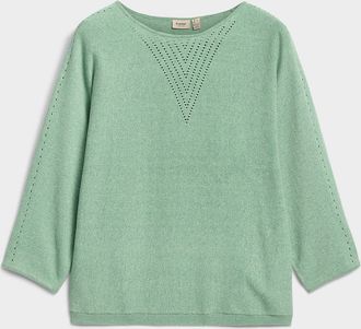 Fransa Womens Fine openwork knit 3/4 sleeve sweater