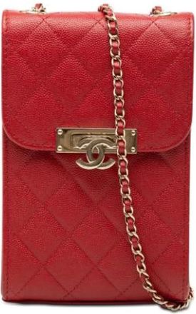 Chanel Pre-owned Phone Holder - Dames - Vintage Mini Tas - Rood - ONE Size - Leer - Vintage