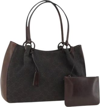 Gucci Pre-owned Tote Bags, female, Brown, Size: ONE SIZE Pre-owned Vintage GG Canvas Tote Bag