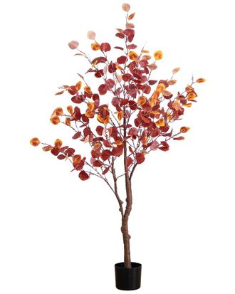 Nearly Natural 5Ft Pre-Lit Autumn Eucalyptus Artificial Fall Tree With 220 Warm White Led Lights