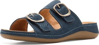 Clarks Cecily Step Womens Sandals Navy Nubuck : 6.5 B - Medium, Suede