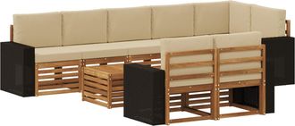 vidaXL Conjunto De Sof&aacute;s De Exterior 9 Uds. Natural Y Beige Poli&eacute;ster Vidaxl