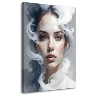 Feeby Cuadro Sobre Lienzo Retrato De Mujer Con Humo Blanco 70x100