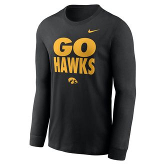 Nike Iowa Sideline Slogan Nike Mens Dri-FIT College Long-Sleeve T-Shirt in Black | 02EW00AIA-H2B