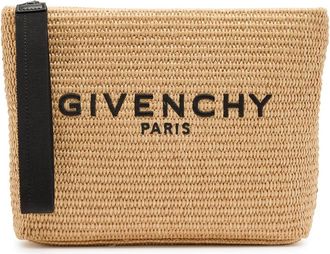 Givenchy Logo-embroidered Raffia Pouch - Natural - One Size