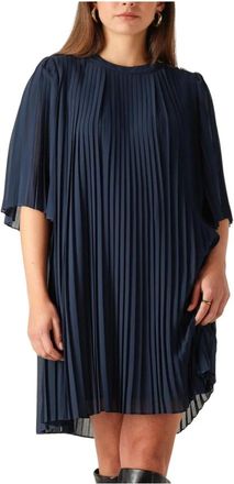 Twinset Dames, Jurken, Blauw, Maat: 4XS