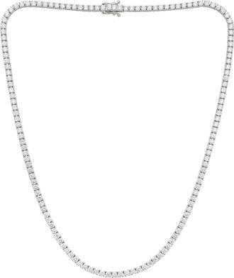 Diana M. Jewels 14kt white gold lab grown round diamond tennis necklace weighing 10.90 cts set in a four prong setting