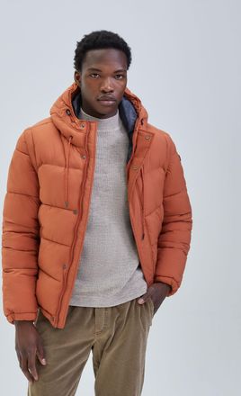 Ikks Mens High Neck Padded Jacket - Orange - Size X-Large