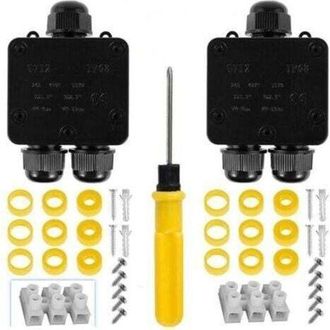 OEM Juego De 2 Cajas De Conexiones Impermeables Ip68 Para Cables El&eacute;ctricos Exteriores, Conectores De Cable El&eacute;ctrico Exterior De 2 V&iacute;as