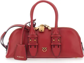 Pinko Pinko, Tassen, Dames, Rood, ONE Size, Leer, Bowling Handtas