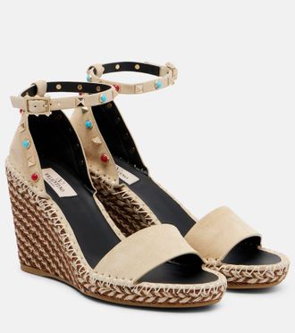 Valentino Garavani Rockstud 105 suede espadrille wedges