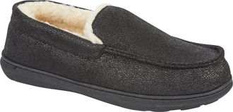 Jo & Joe Mens Lightweight Fleecy Lined Comfort Moccasin Slip on Slipper with Sturdy Sole sizes 7-12 (Spencer Black, UK Footwear Size System, Adult, Men, Numeri