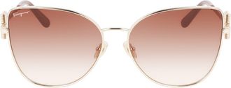 Ferragamo 60mm Gradient Cat Eye Sunglasses in Gold/brown Gradient at Nordstrom Rack