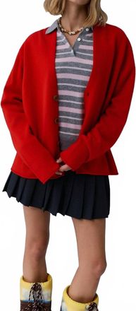 Guest In Residence Everywear V-Neck Cardigan In Chili