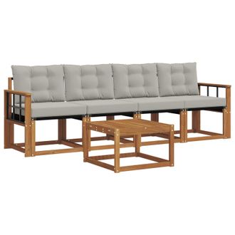 vidaXL Conjunto De Sof&aacute;s De Exterior 5 Pcs Gris Natural Y Claro Vidaxl