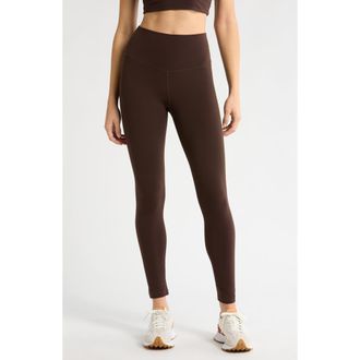 Zella Studio Luxe High Waist 7/8 Leggings in Brown Mole at Nordstrom, Size Large