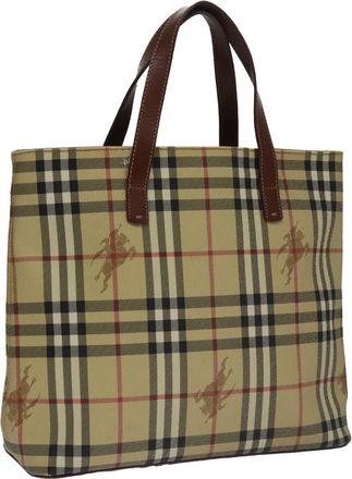 Burberry Nova Check Beige Canvas Tote Bag (Pre-Owned)