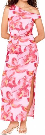 Minkpink Off-Shoulder Mesh Midi Dress In Pink Floral